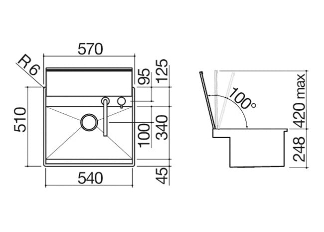 BUILT IN SINK SINGLE FLUSH-MOUNTED STAIN LESS STEEL OUT DOOR