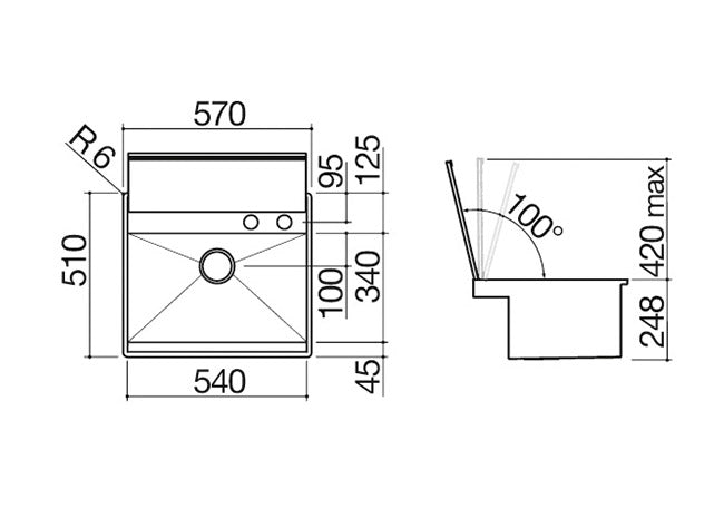 BUILT IN SINK + MIXER LAB 60 CM