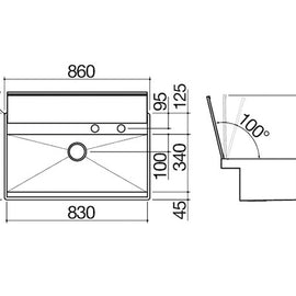 BUILT IN SINK + MIXER LAB 90 CM
