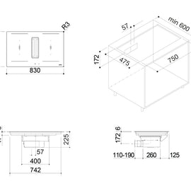 80 CM ZERO ADVANCE BUILT-IN AND FLUSH INTEGRATED COOKER HOOD NERO