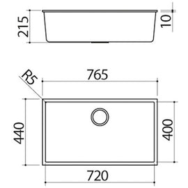 UNDERMOUNTED SQUARE BOWLS 72.5X40CM