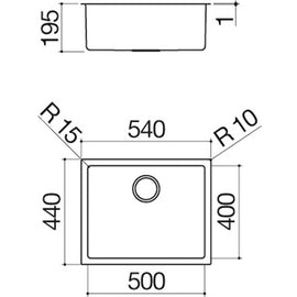 BUILT-IN UNDERMOUNTED SQUARE BOWLS 50X40CM R15