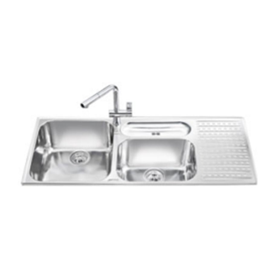 BUILT IN SINK PIANO DESIGN 2 BOWL RIGHT TRAY 116 CM
