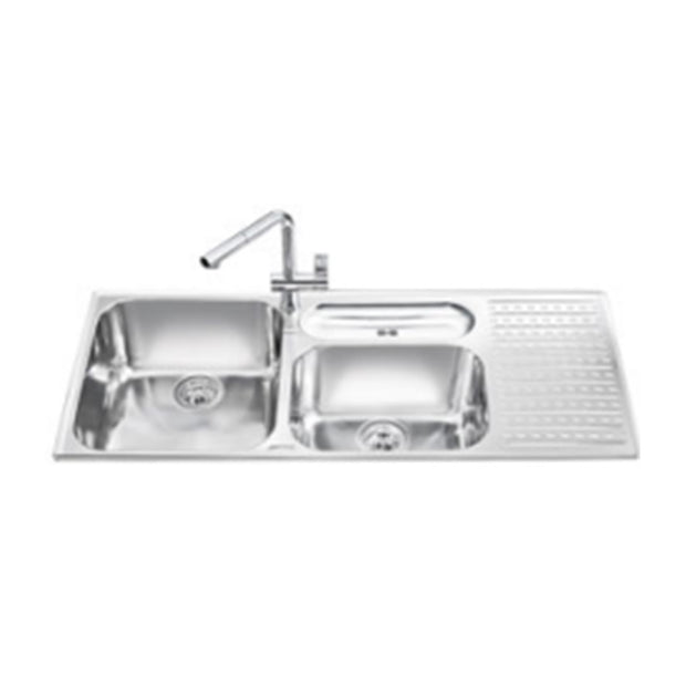 BUILT IN SINK PIANO DESIGN 2 BOWL RIGHT TRAY 116 CM