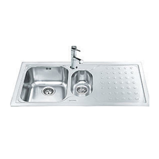 BUILT IN SINK 1 + 1/2 BOWL RIGHT TRAY 100 CM