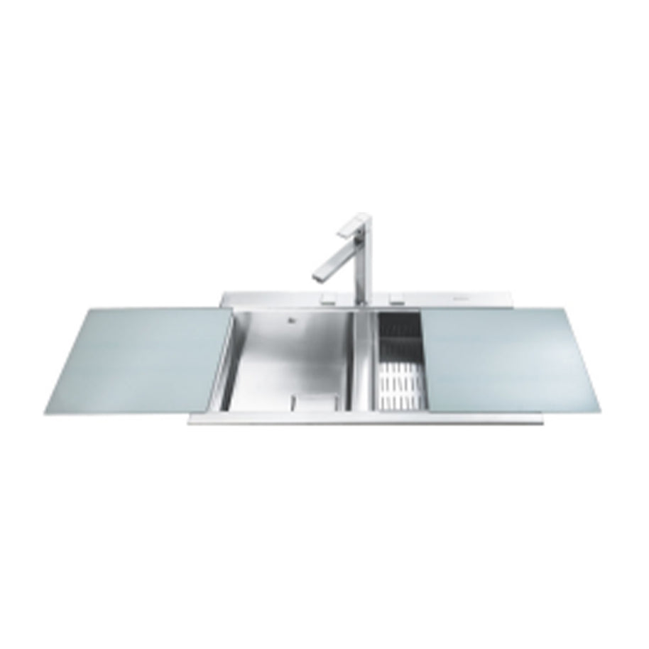 BUILT IN SINK WITH SLIDING GLASS COVER