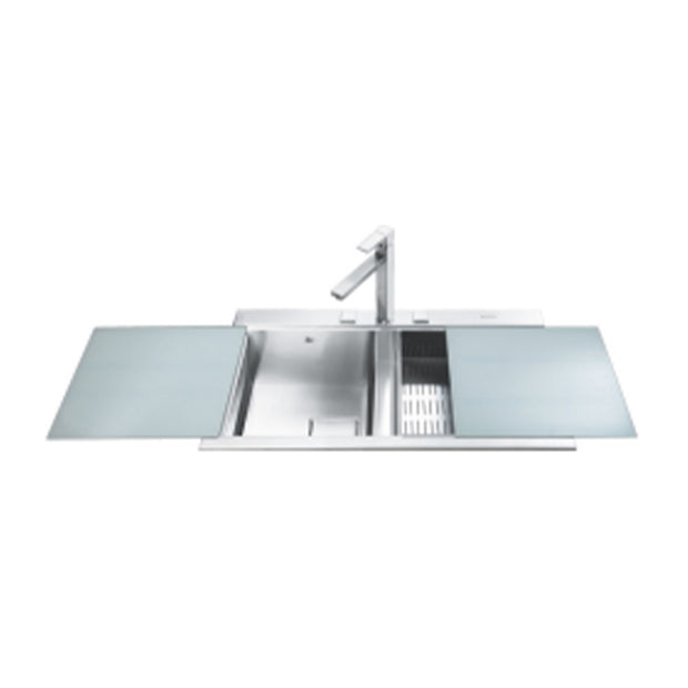 BUILT IN SINK WITH SLIDING GLASS COVER
