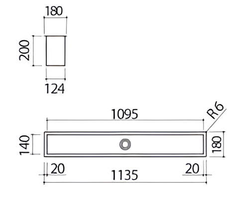 BUILT-IN FLUSH CHANNEL 120CM BLACK CHANNEL