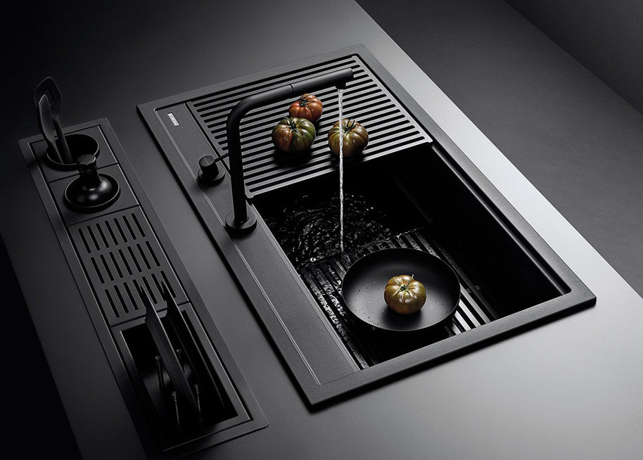 BUILT IN BARAZZA SINK BUILT-IN CITY GRANITE 90CM WITH TAP & KIT.ACC.