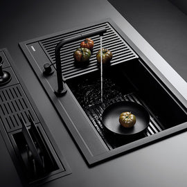 BUILT IN BARAZZA SINK BUILT-IN CITY GRANITE 90CM WITH TAP & KIT.ACC.