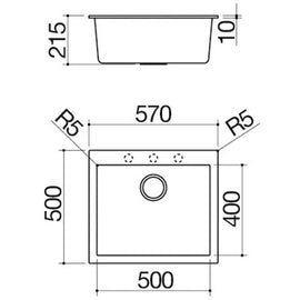 BUILT IN SINK BUILT-IN CROSS COLLECTION 57X50CM