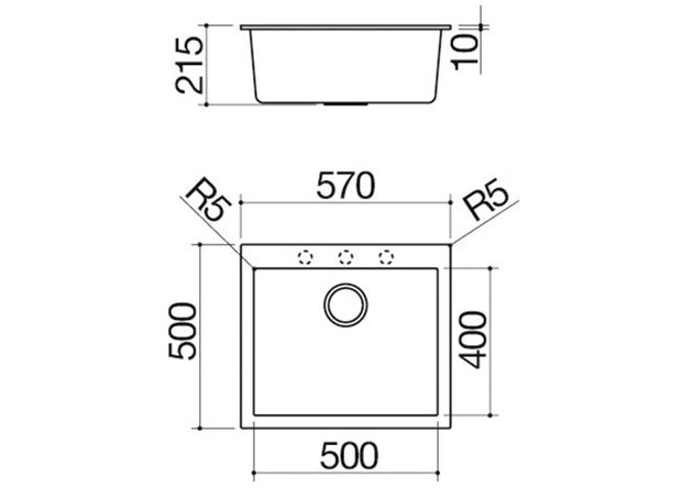 BUILT IN SINK BUILT-IN CROSS COLLECTION 57X50CM
