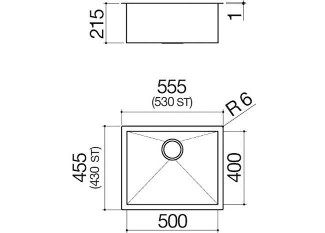 BUILT IN SINK 1 BOWL 50X40