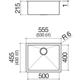 BUILT IN SINK 1 BOWL 50X40