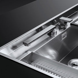 TAP MIXER B_FREE RETRACTIBLE UP & DOWN SATIN STAINLESS STEEL