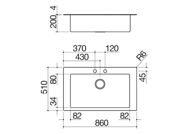 BUILT IN MOOD SINK 86CM