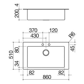 BUILT IN MOOD SINK 86CM