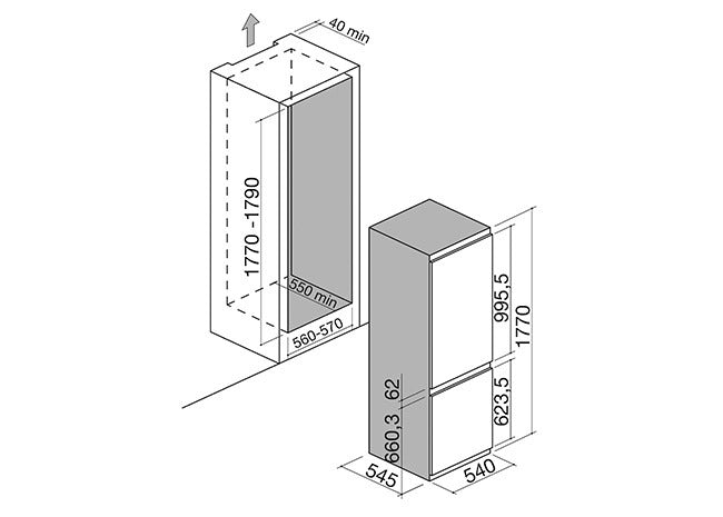 AURA ONE BUILT-IN COMBI-REFRIGERATOR 60CM