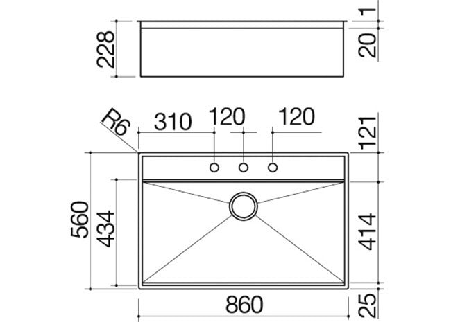 BUILT IN SINK + SOUL MIXER TAP 86CM