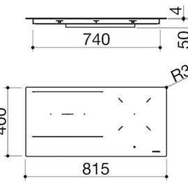 90 CM BUILT-IN AND FLUSH CITY HOB, 4 MM BLACK GLASS CERAMIC, 3 INDUCTION ZONES