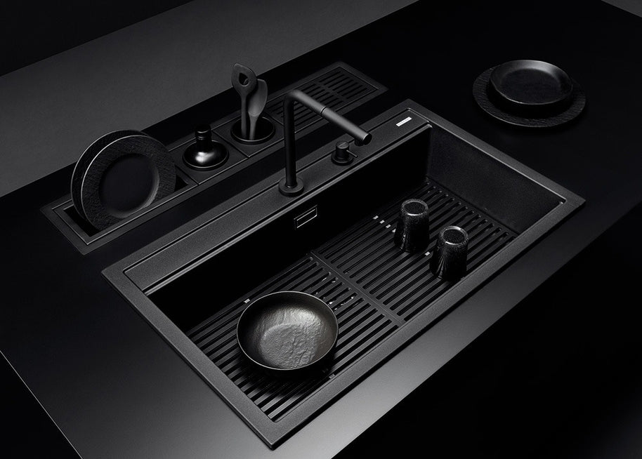 BUILT IN BARAZZA SINK BUILT-IN CITY GRANITE 90CM WITH TAP & KIT.ACC.