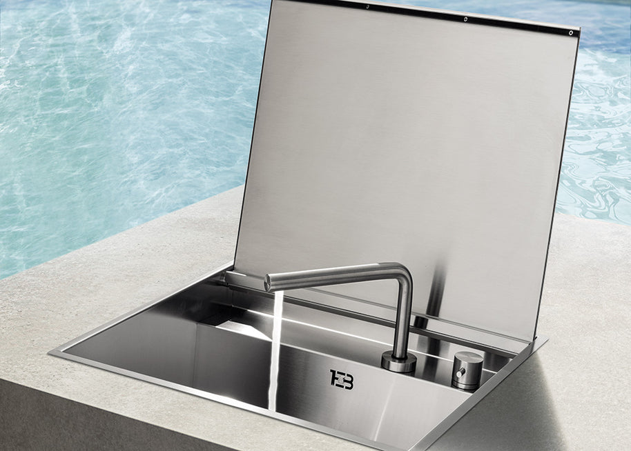 BUILT IN SINK SINGLE FLUSH-MOUNTED STAIN LESS STEEL OUT DOOR