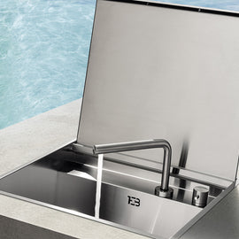 BUILT IN SINK SINGLE FLUSH-MOUNTED STAIN LESS STEEL OUT DOOR