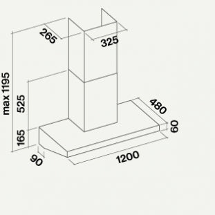 MARTE PRO WALL MOUNTED HOOD 120 CM 1000 M³/H